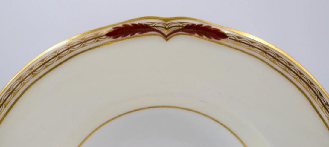 Set Of 12 Minton Gold/Burgundy Rim Soup Bowls - Circa 1920 Mint - 5