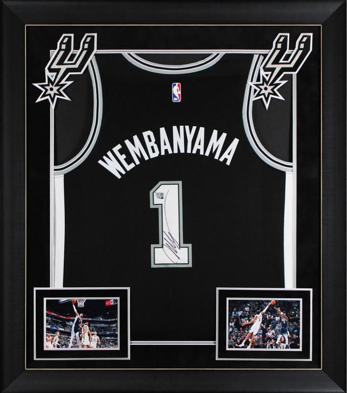 Victor Wembanyama Signed & Custom Framed Black Nike Spurs Jersey (Fanatics): Player: Victor Wembanyama,Product: Jersey,Original/Reprint: Original,Autograph Authentication: FAN,Team: San Antonio Spurs,PRODUCT_COA: FAN,PRODUCT_SIGNED_BY_NAME: Victor Wembanyama,PRODUCT_SIGNED_BY_
