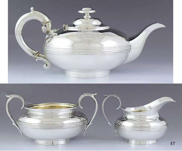 1833/1843 Excellent Quality English Sterling Silver 3pc Tea Set (1 of 10)