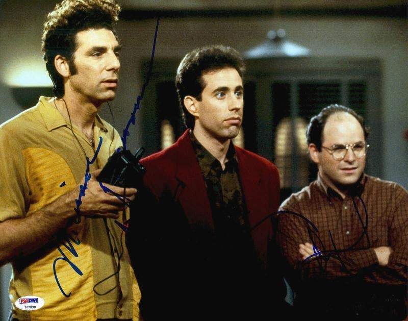 Jerry Seinfeld, Richards, Alexander Signed 11x14 Seinfled Photo Beckett BAS: Original/Reproduction: Original,Object Type: Photo,Signed by: Jerry Seinfeld,Autograph Authentication: Beckett,Industry: Television,Show: Seinfeld,Country of Origin: United States
