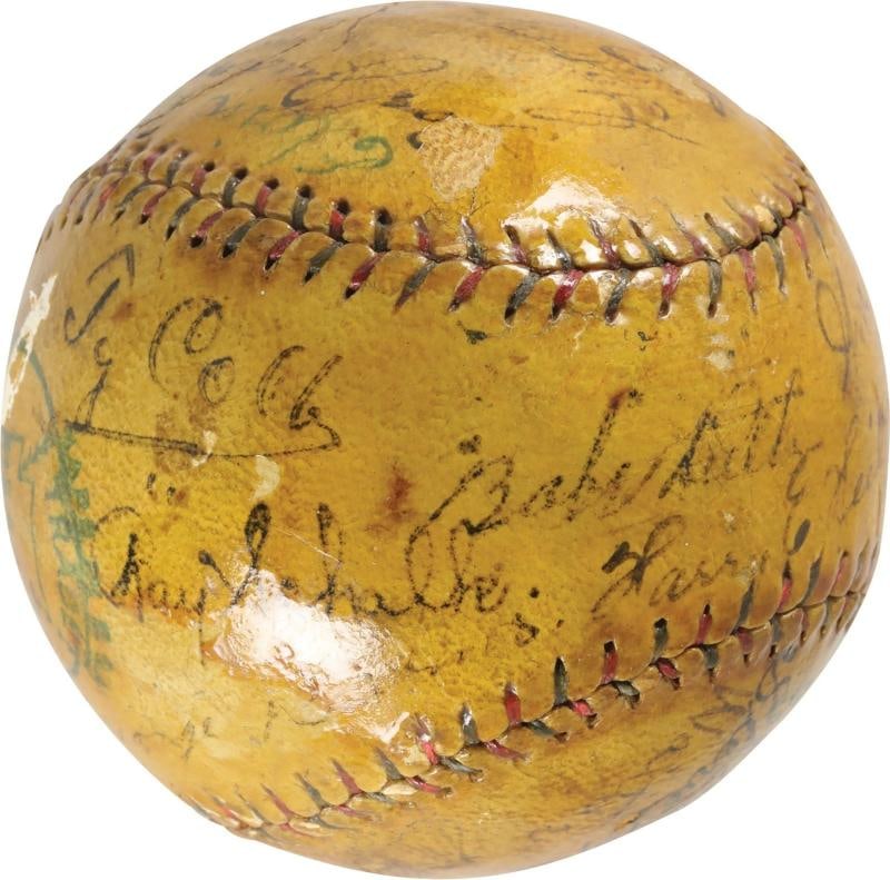 Babe Ruth Ty Cobb Walter Johnson HOF Signed 1922 American League Baseball PSA (1 of 8)