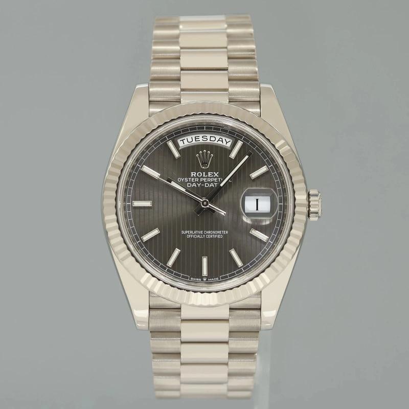 2023 NEW PAPERS Rolex Day Date 40 White Gold President Grey Stick 228239 Watch - 2