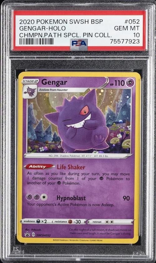 2020 POKEMON SWSH BLACK STAR PROMO #052 GENGAR-HOLO PSA 10: Condition: Graded - PSA 10: Professionally graded ,Graded: Yes,Set: 2020 POKEMON SWSH BLACK STAR PROMO,Game: PokÃƒÂ©mon TCG,Character: GENGAR-HOLO,Card Name: GENGAR-HOLO,Grade: 10,