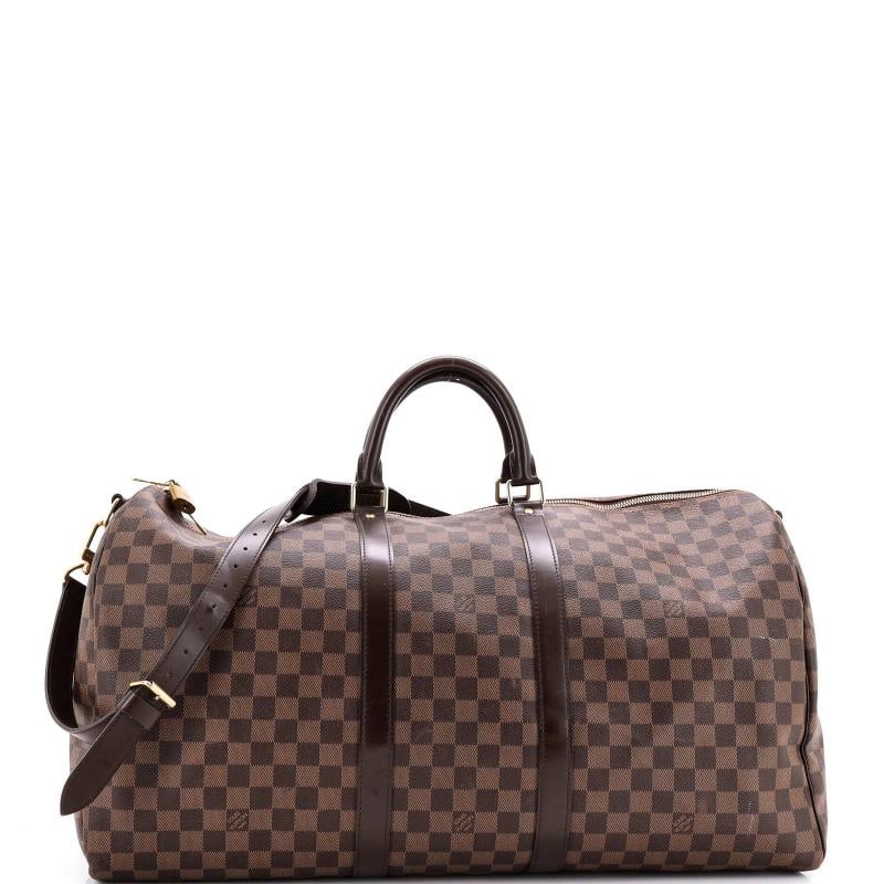 Louis Vuitton Keepall Bandouliere Bag Damier 55: Condition: Pre-owned - Good,Brand: Louis Vuitton,Exterior Material: Canvas Coated,Style: Duffles,Exterior Color: Brown,Department: Women,Size: 55,Accessories: Lock, Dust Bag, With Strap
