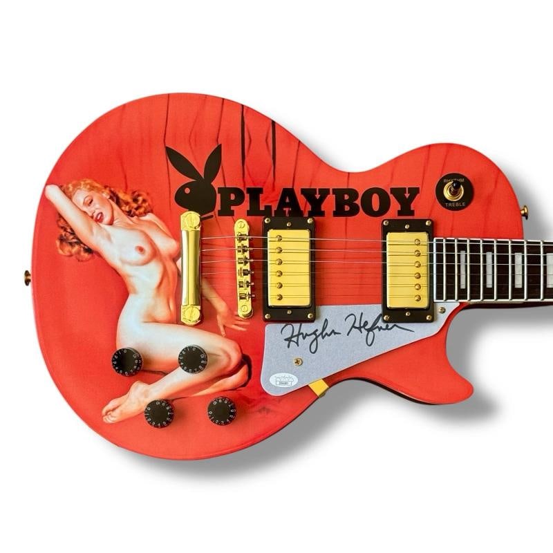 HUGH HEFNER Signed Custom Guitar JSA COA PLAYBOY 1st MONROE CENTERFOLD: Condition: Brand New: A new, unread, unused book in perfect condition with no missing or damaged pages ,Publication Name: Playboy,Signed: Yes,Industry: Music,Publication Month: December,Publication Ye
