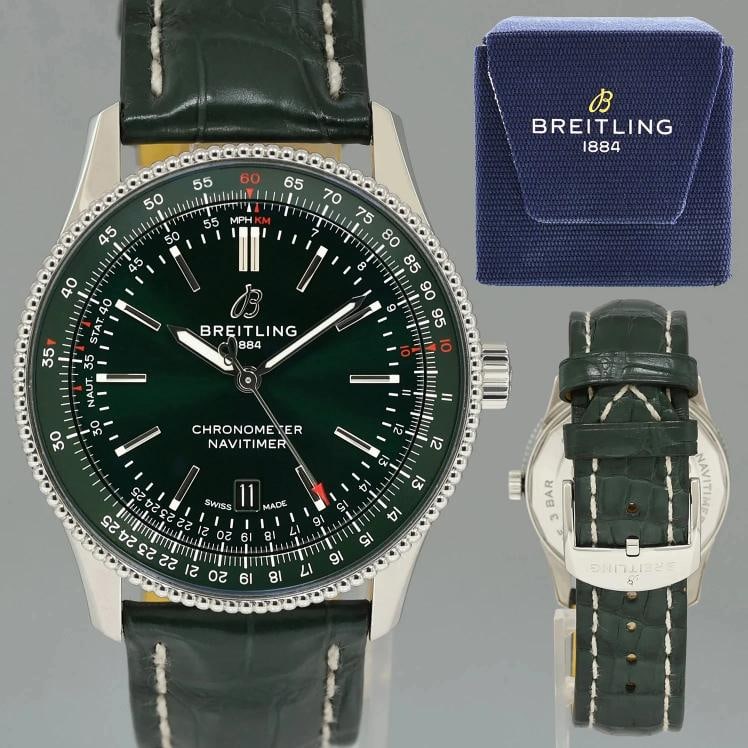 2022 PAPERS MINT BREITLNG NAVITIMER 41 GREEN DIAL A17326 CHRONO WATCH BOX (1 of 7)