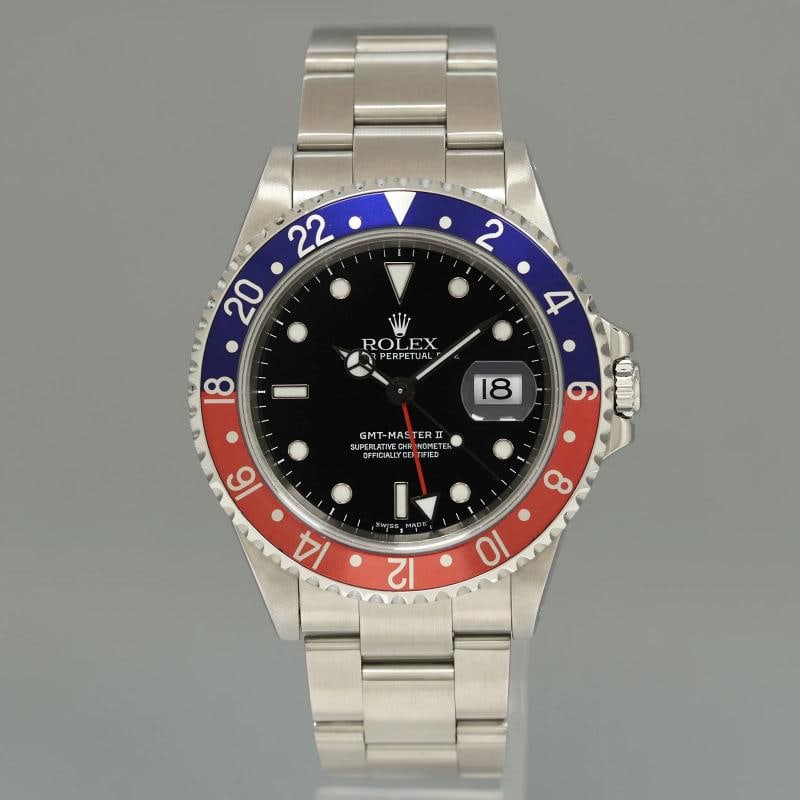MINT 2000 Rolex GMT-Master II Pepsi Blue Red Steel 16710 Watch Black Watch Box - 2
