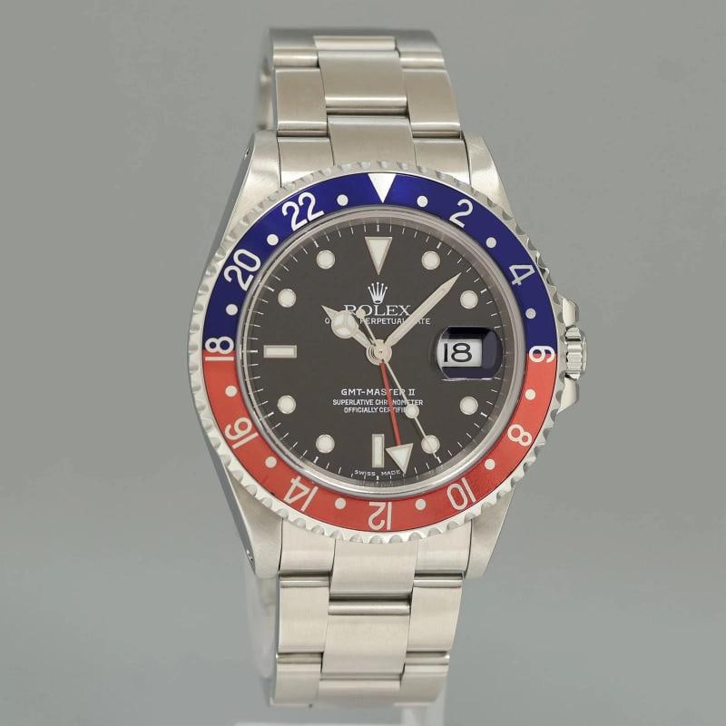 MINT 2000 Rolex GMT-Master II Pepsi Blue Red Steel 16710 Watch Black Watch Box - 3