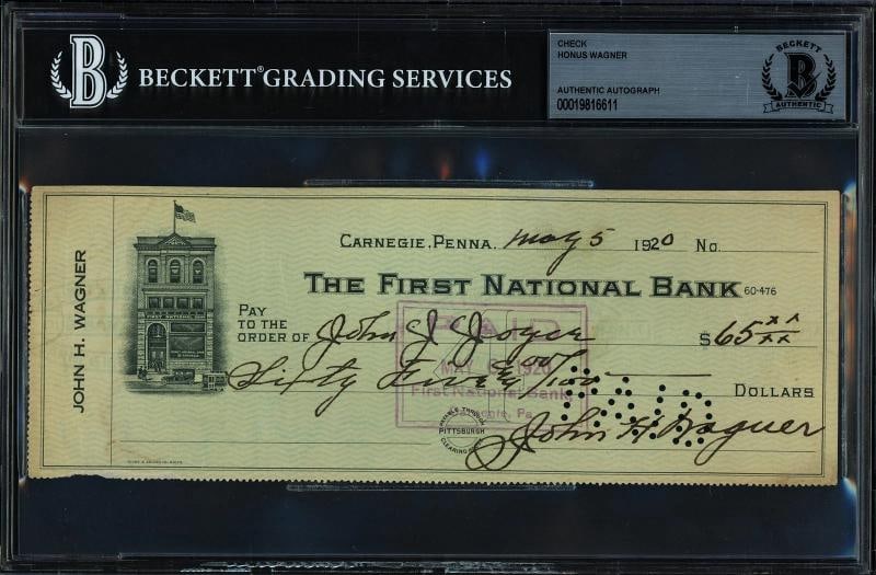 Honus Wagner Signed Check Beckett #19816611 (1 of 2)