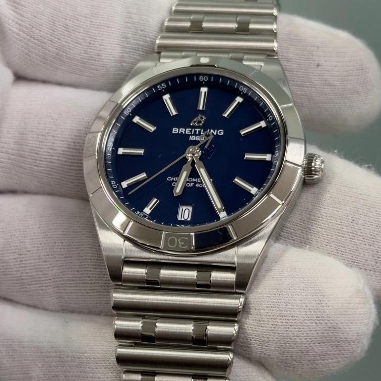 Breitling Chronomat 36 A10380 36mm Victoria Beckham Blue Dial Steel Box Paper - 3