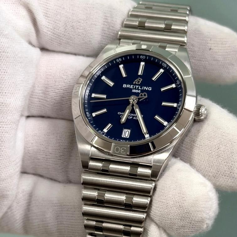 Breitling Chronomat 36 A10380 36mm Victoria Beckham Blue Dial Steel Box Paper - 8