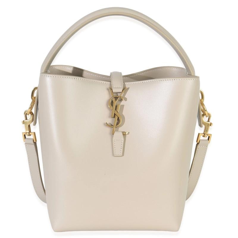 Saint Laurent Beige Calfskin Small Le 37 Bucket Bag: Condition: Pre-owned - Good,Country of Origin: Italy,Dimensions: 6 x 7.5 x 5,Handbag Accessories: Dustbag;Removable Straps,Bag Width: 6 in,Bag Depth: 5 in,Bag Height: 7.5 in,Department: Unisex,Style:
