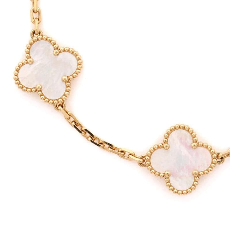 Van Cleef & Arpels Vintage Alhambra 5 Motifs Bracelet 18K Yellow Gold and Mother - 3