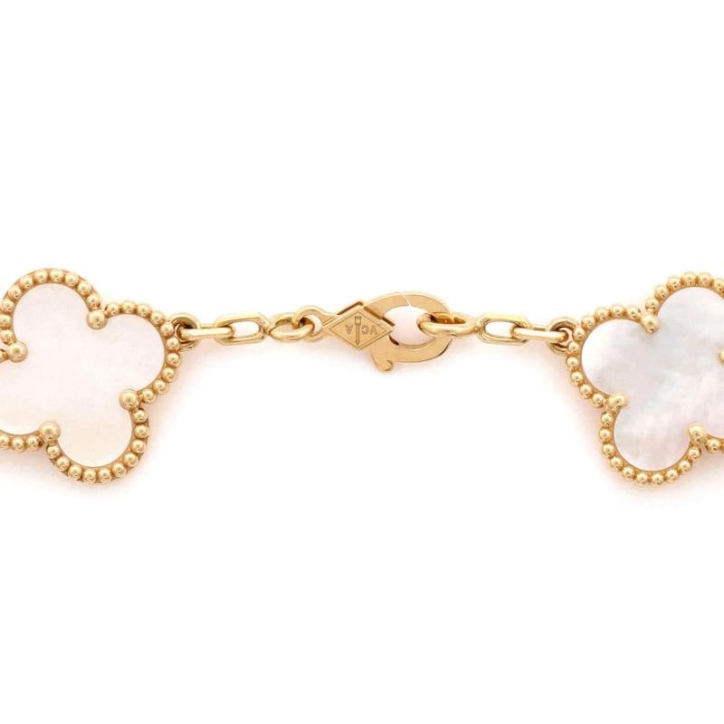 Van Cleef & Arpels Vintage Alhambra 5 Motifs Bracelet 18K Yellow Gold and Mother - 4