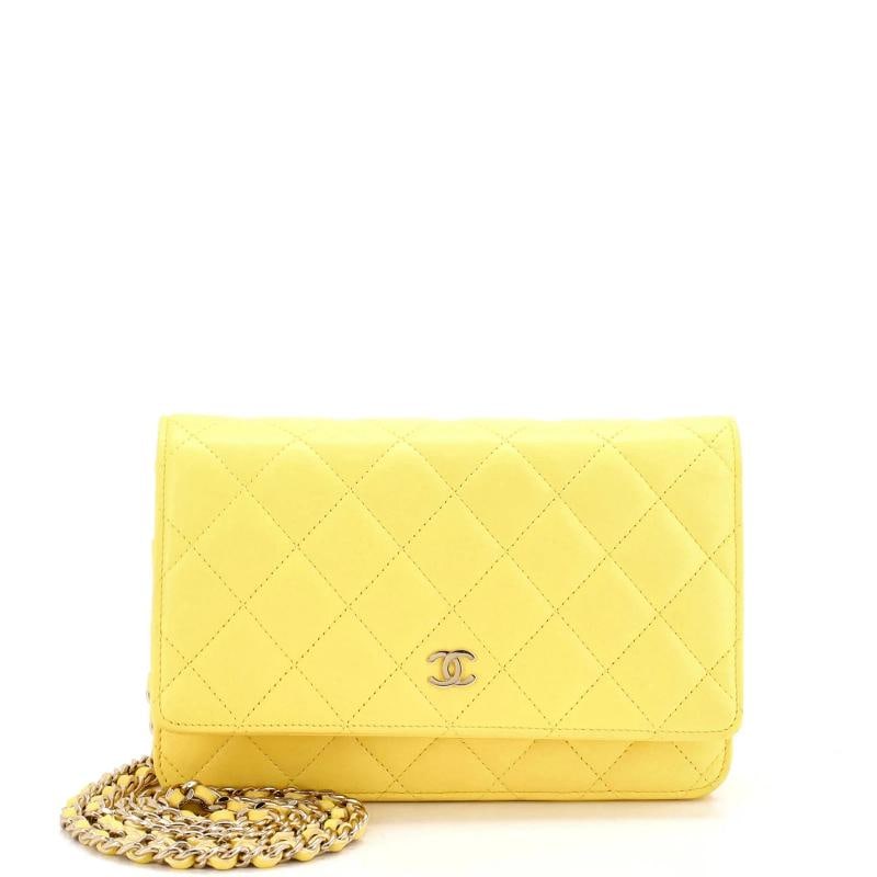 Chanel Wallet on Chain Quilted Lambskin: Accessories: Authenticity Card Measurements: Handle Drop 24.5", Height 5", Width 7.5", Depth 1.5", Strap Drop 25". Condition: Pre-owned - Good,Brand: Chanel,Exterior Material: Leather,Style: Cross Bod