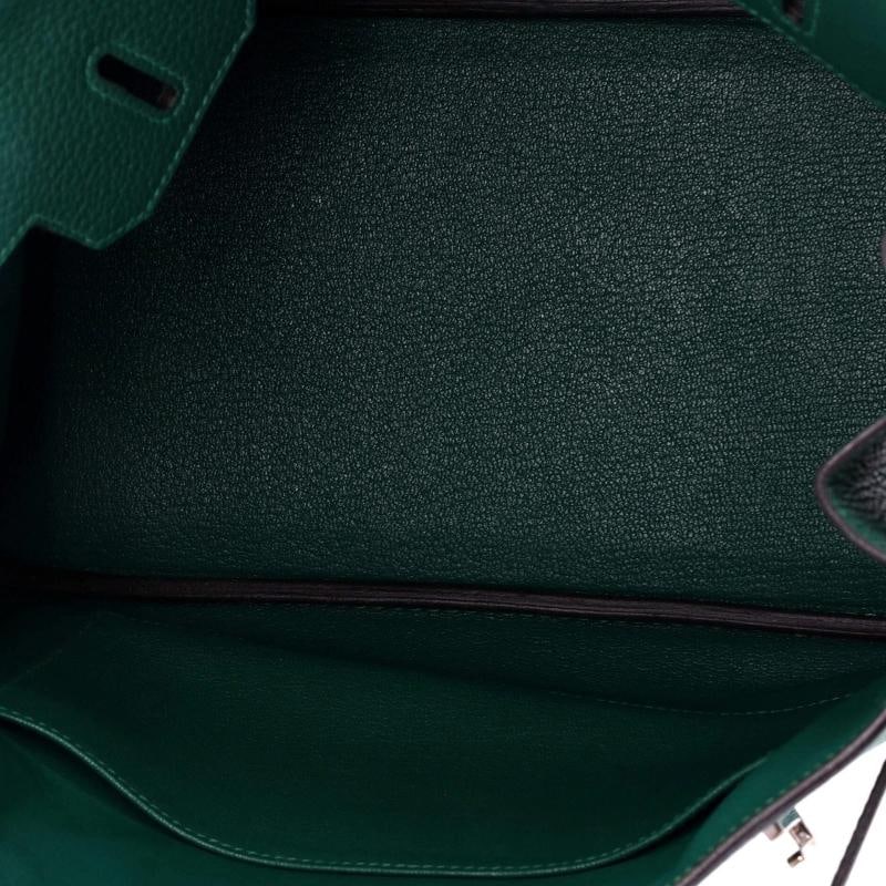 Hermes Birkin Handbag Green Clemence with Palladium Hardware 30 - 5