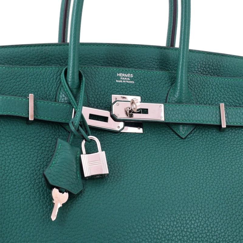 Hermes Birkin Handbag Green Clemence with Palladium Hardware 30 - 6