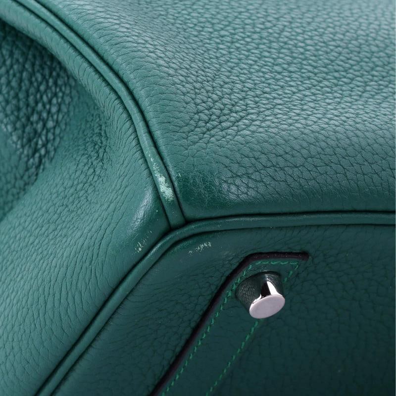 Hermes Birkin Handbag Green Clemence with Palladium Hardware 30 - 7