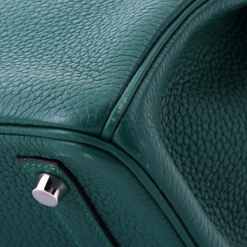 Hermes Birkin Handbag Green Clemence with Palladium Hardware 30 - 8
