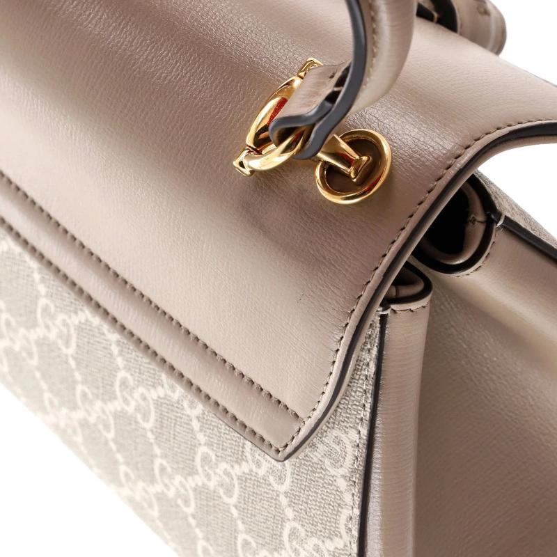 Gucci Horsebit 1955 Top Handle Flap Bag GG Coated Canvas and Leather Mini - 6