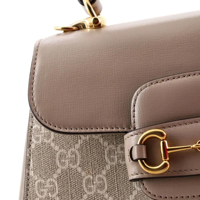 Gucci Horsebit 1955 Top Handle Flap Bag GG Coated Canvas and Leather Mini - 7