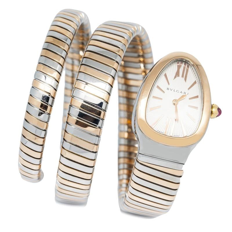 Bvlgari Serpenti Tubogas SP35SPG 2014 Booklets 18k RG Two Tone Quartz Watch 23mm: Condition: Pre-owned - Good: This item has been gently used but is in good condition. It might have a few signs of wear, like light scratches or tarnishing. All imperfections should be shown and