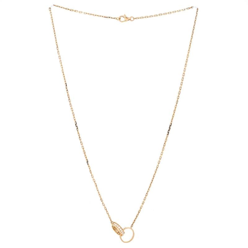 Cartier Love Interlocking Necklace 18K Yellow Gold and Diamonds - 2