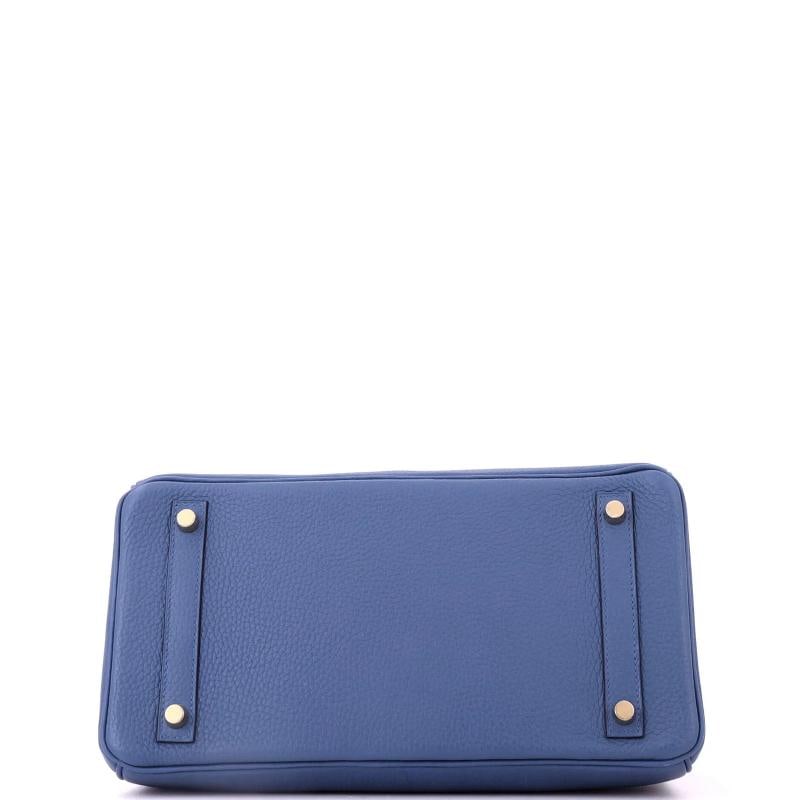 Hermes Birkin Handbag Blue Clemence with Gold Hardware 30 - 5