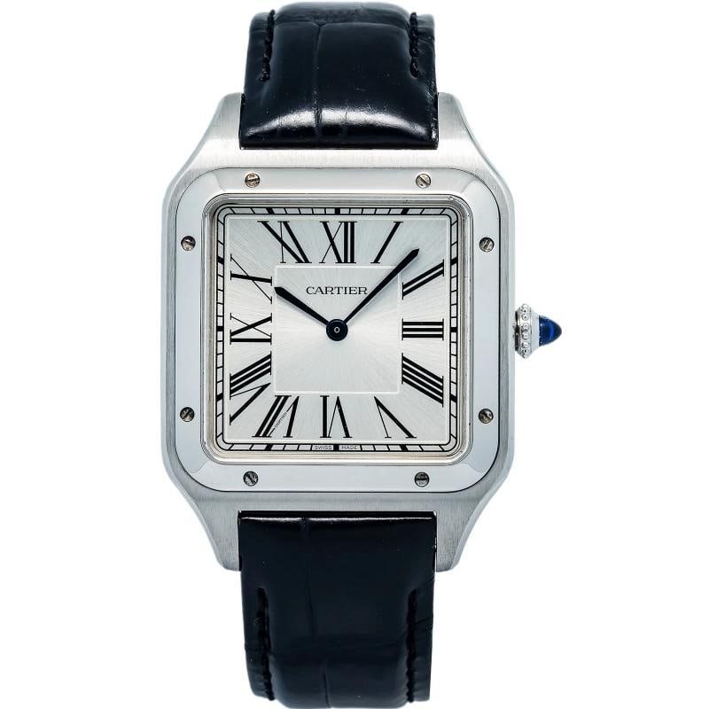 Cartier Santos Dumont 4305 WSSA0032 SS Silver Dial Manual Men's Watch XL 34x35mm: Condition: Pre-owned - Good: This item has been gently used but is in good condition. It might have a few signs of wear, like light scratches or tarnishing. Brand: Cartier,WARRANTY: 1 Year,CONDITION
