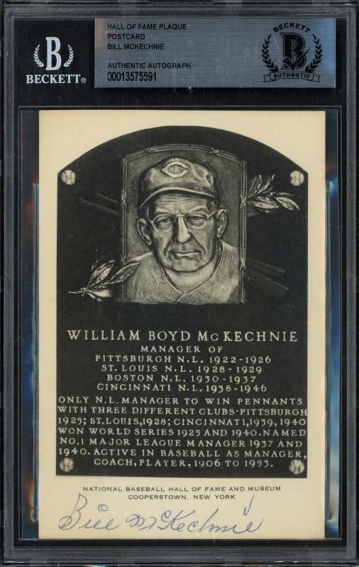 Bill McKechnie Signed Artvue HOF Plaque Postcard Reds Beckett #13575591 (1 of 2)