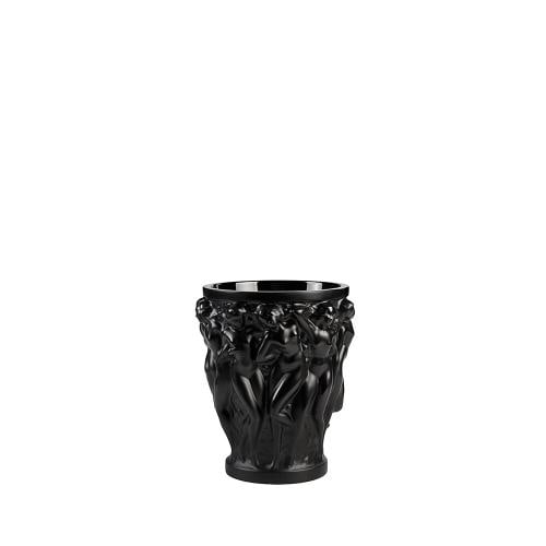 LALIQUE BACCHANTES BLACK CRYSTAL VASE #10648400 BRAND NIB SMALL FRENCH - 2