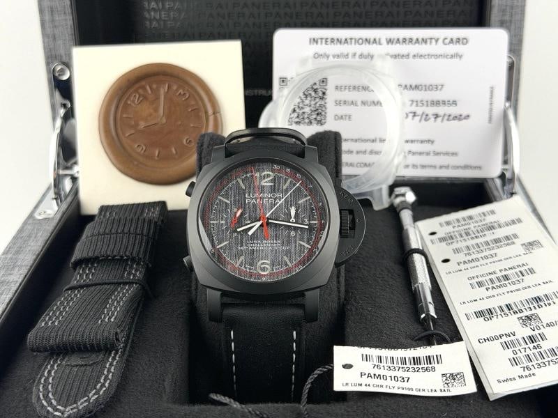 Panerai Luminor Luna Rossa Flyback PAM01037 PAM 1037 Black Ceramic Box Paper - 3
