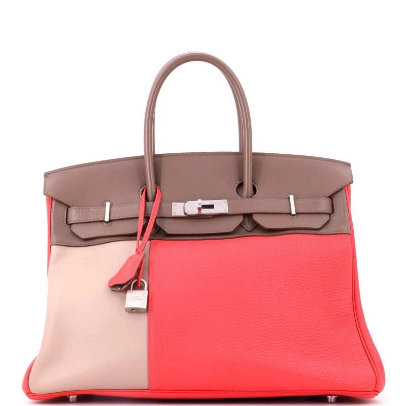 Hermes Birkin Handbag Cascade Tricolor Clemence and Swift with Brushed Palladium (1 of 8)