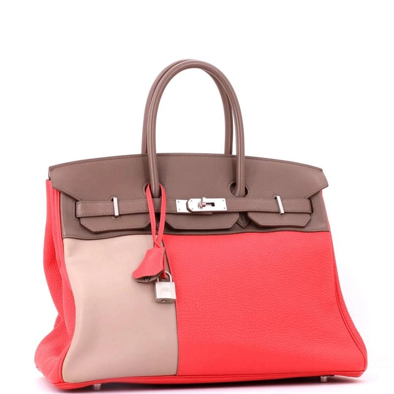 Hermes Birkin Handbag Cascade Tricolor Clemence and Swift with Brushed Palladium - 2