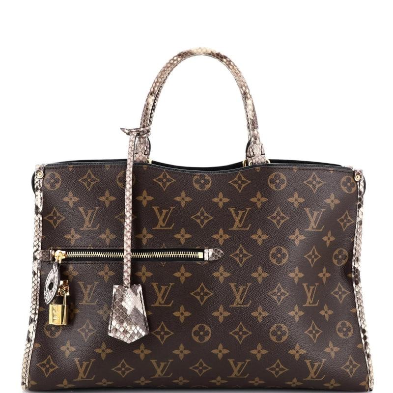 Louis Vuitton Popincourt NM Handbag Monogram Canvas with Python MM: Accessories: Clochette, Keys, Lock Measurements: Handle Drop 5", Height 10", Width 15", Depth 6". Condition: Pre-owned - Good,Brand: Louis Vuitton,Exterior Material: Exotic, Canvas Coated,