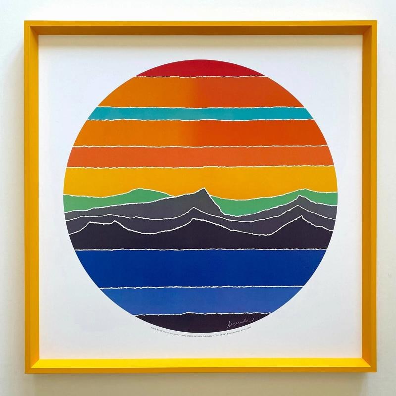 ARTHUR SECUNDA RARE VINTAGE FRAMED MODERNIST LITHOGRAPH PRINT "ROUNDSCAPE" 1981: Condition: Used,Size: Medium,Artist: ARTHUR SECUNDA,Production Technique: Offset Lithograph,Framing: Framed,Style: Mid Century Modern, Abstract, Contemporary Art, Modernism, Pop Art,Item Height: 24" H