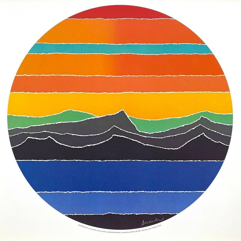 ARTHUR SECUNDA RARE VINTAGE FRAMED MODERNIST LITHOGRAPH PRINT "ROUNDSCAPE" 1981 - 4