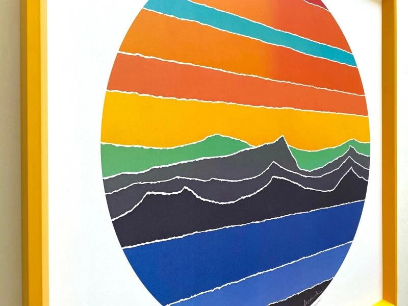 ARTHUR SECUNDA RARE VINTAGE FRAMED MODERNIST LITHOGRAPH PRINT "ROUNDSCAPE" 1981 - 6