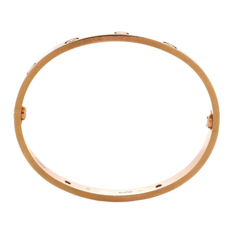 Cartier Love 4 Diamond Bracelet 18K Rose Gold with Diamonds - 2