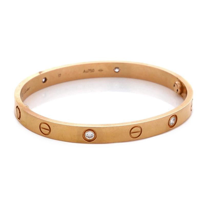 Cartier Love 4 Diamond Bracelet 18K Rose Gold with Diamonds - 3