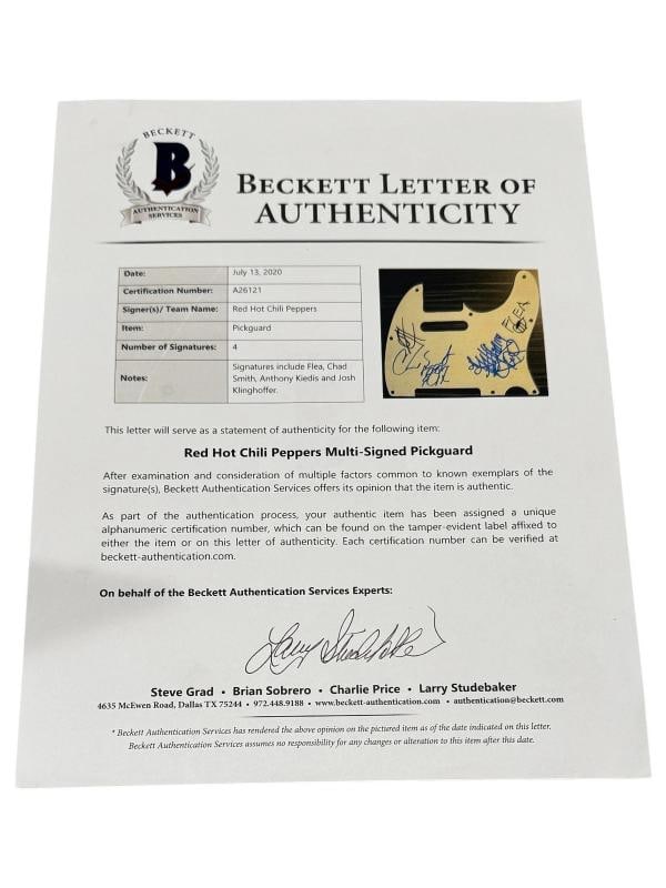 RED HOT CHILI PEPPERS: Anthony Kiedis, Chad Smith, Flea & Josh Klinghoffer Signed Guitar (BECKETT... - 4