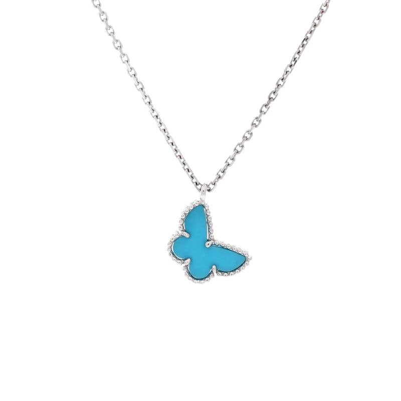 Van Cleef & Arpels Sweet Alhambra Butterfly Pendant Necklace 18K White Gold: Condition: Pre-owned - Good,Brand: Van Cleef & Arpels,Main Stone: Turquoise,Metal: 18K White Gold,Metal Purity: 18K,Style: Pendant,Type: Necklace,Color: White Gold,Material: 18K White Gold, Turquoise