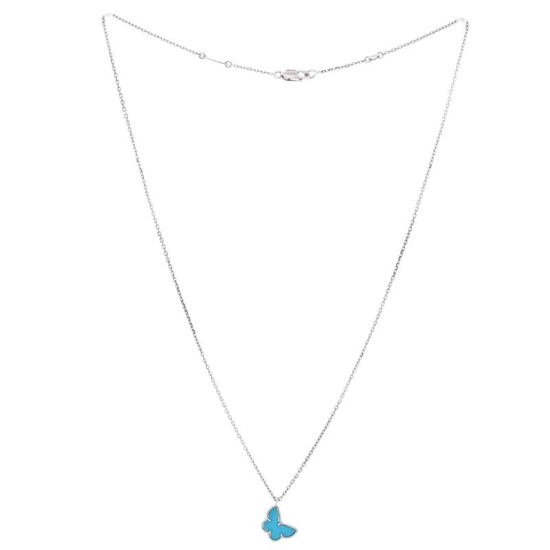 Van Cleef & Arpels Sweet Alhambra Butterfly Pendant Necklace 18K White Gold - 2