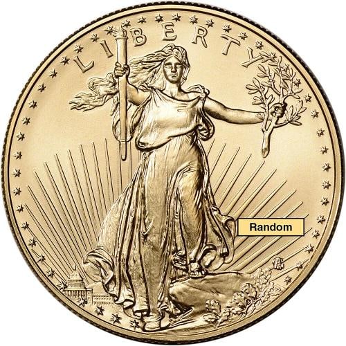 American Gold Eagle (1 oz) $50 - BU - Random Date: Country of Origin: The United States of America,Certification: Uncertified,Denomination: $50,Fineness: 0.9167,Composition: Gold,Total Precious Metal Content: 1 oz,Coin: American Eagle,Circulated/Uncir