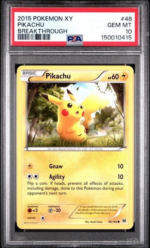 2015 POKEMON XY BREAKTHROUGH #48 PIKACHU PSA 10: Condition: Graded - PSA 10: Professionally graded ,Graded: Yes,Set: 2015 POKEMON XY BREAKTHROUGH,Game: PokÃƒÂ©mon TCG,Character: PIKACHU,Card Name: PIKACHU,Grade: 10,Professional