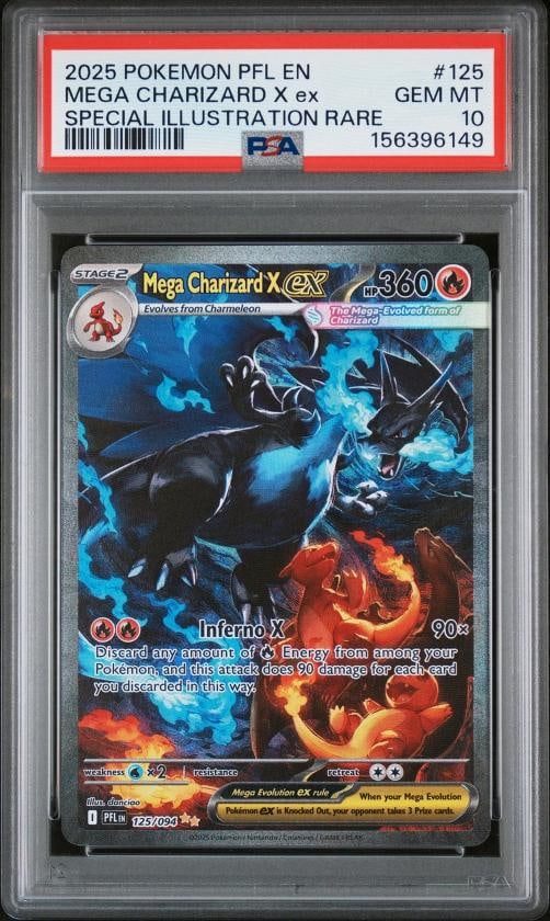 2025 POKEMON PFL EN-PHANTASMAL FLAMES #125 MEGA CHARIZARD X EX PSA 10: Condition: Graded - PSA 10: Professionally graded ,Graded: Yes,Set: 2025 POKEMON PFL EN-PHANTASMAL FLAMES,Game: PokÃƒÂ©mon TCG,Character: MEGA CHARIZARD X EX,Card Name: MEGA CHARIZ