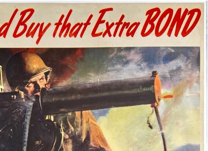 Original Vintage WWII Poster HERE'S YOUR INFANTRY - BUY THAT EXTRA BOND USA OL - 3