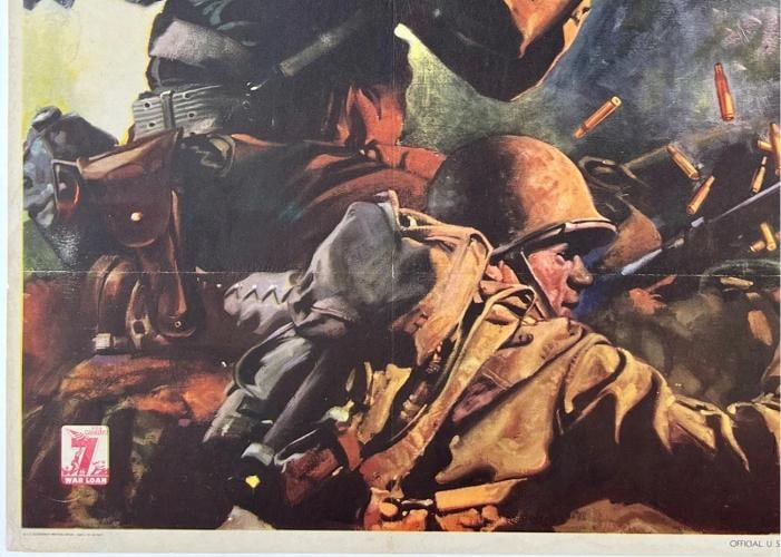 Original Vintage WWII Poster HERE'S YOUR INFANTRY - BUY THAT EXTRA BOND USA OL - 4