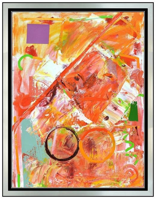 Dick Wray Original Modern Abstract Painting Oil On Canvas Signed Framed Artwork: Condition: Used,Unit of Sale: Single Piece,Artist: Dick Wray,Signed: Yes,Title: Inverted,Material: Canvas,Certificate of Authenticity (COA): Yes,Framing: Framed,Personalize: No,Type: Painting,Year of
