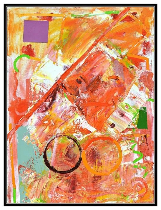Dick Wray Original Modern Abstract Painting Oil On Canvas Signed Framed Artwork - 2
